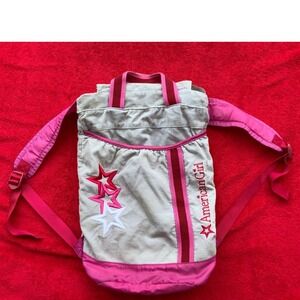 American Girl Backpack Pink White Corduroy Star Logo‎ School Bag